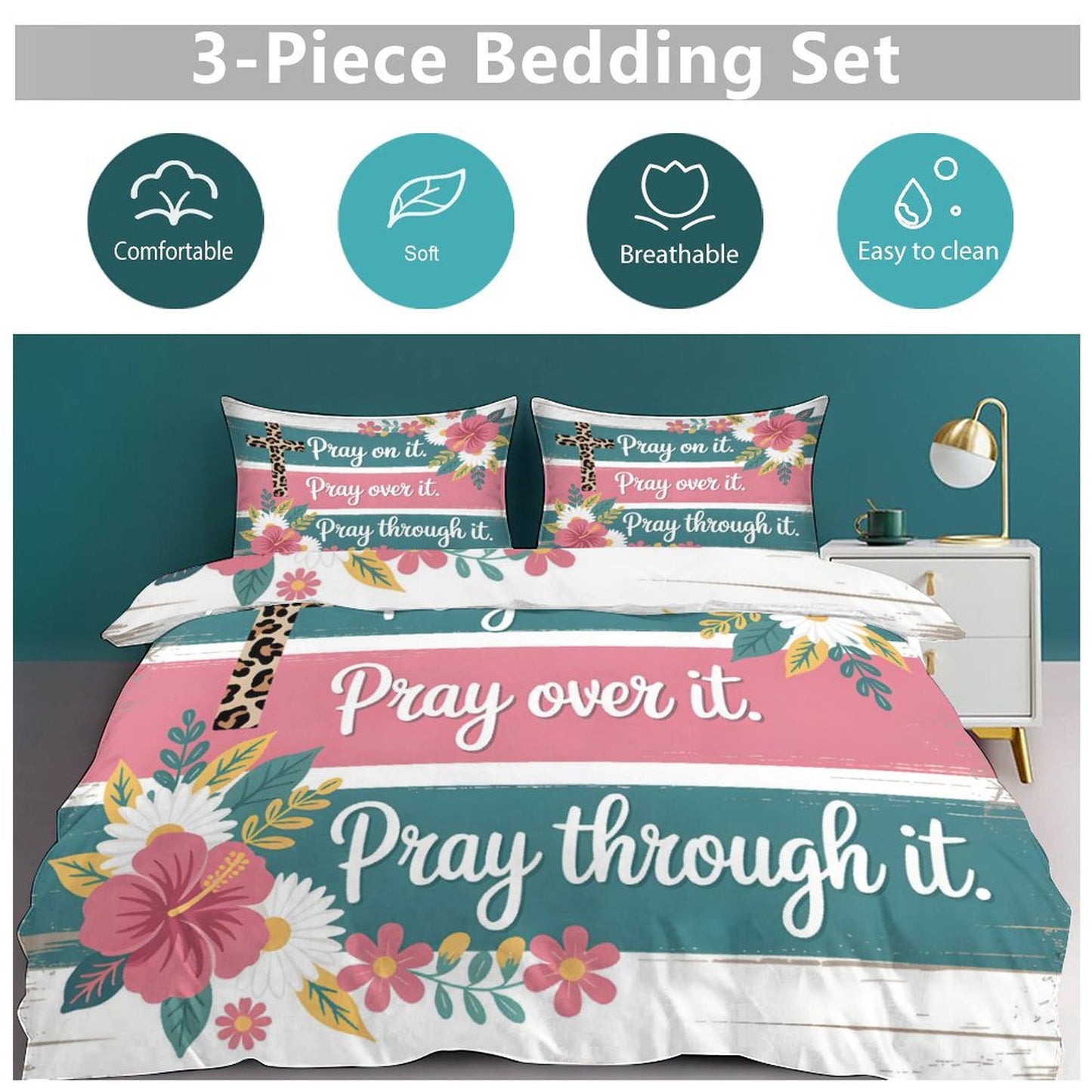 Pray On It Christian 3-Piece Bedding Set