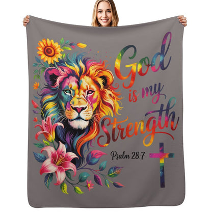 He Is My Strength Christian Sherpa Fleece Throw Blanket - ClaimedbyGodDesigns