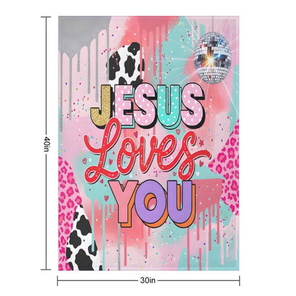 Jesus Loves You Christian Flannel Throw Blanket