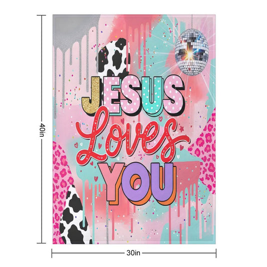 Jesus Loves You Christian Flannel Throw Blanket