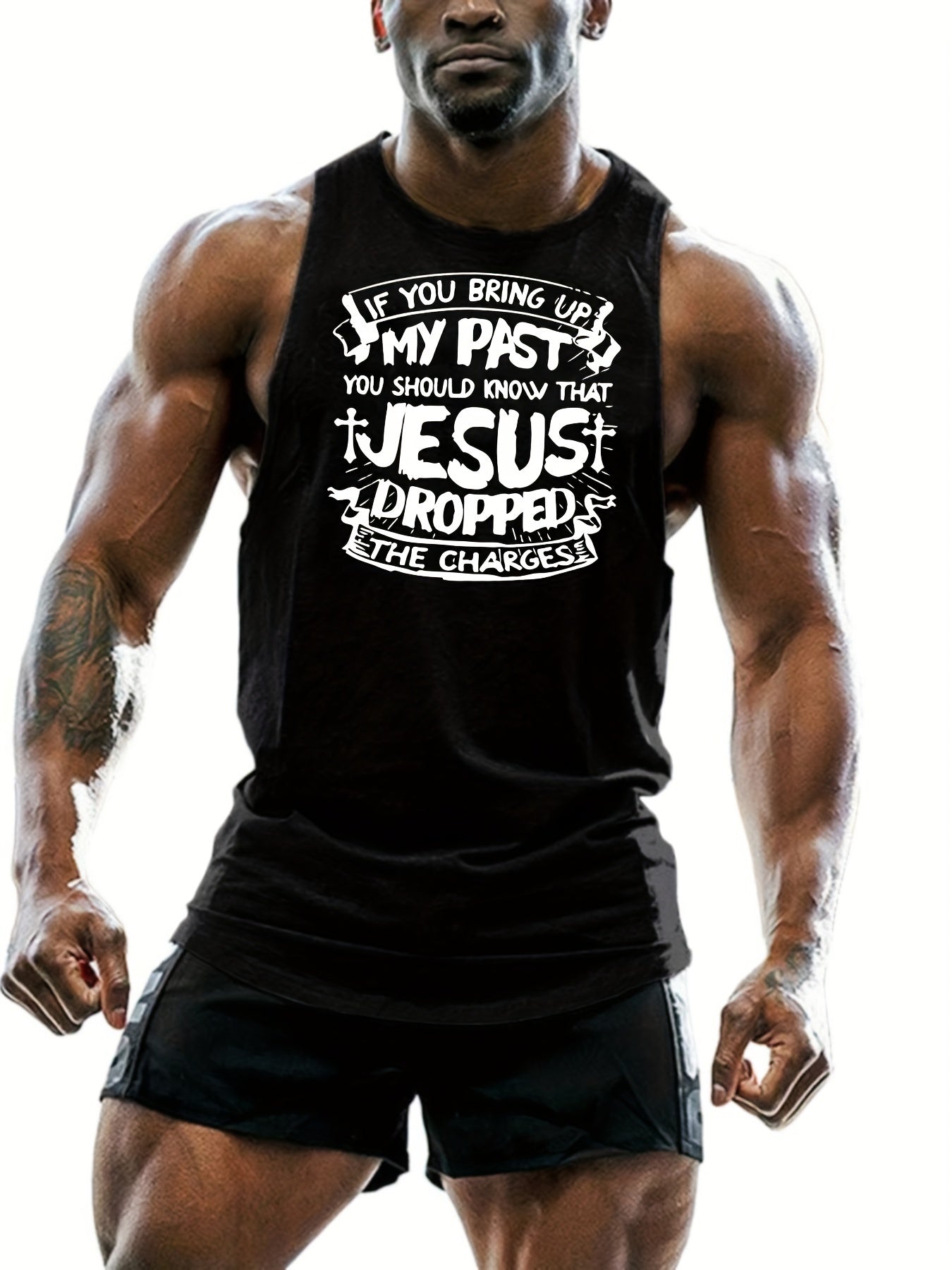 Jesus Dropped The Charges Plus Size Men's Christian Tank Top claimedbygoddesigns