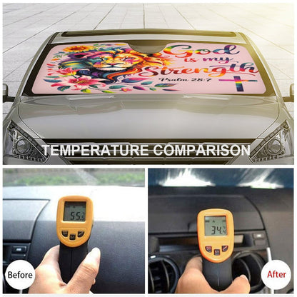 He Is My Strength Christian Car SunShade - ClaimedbyGodDesigns