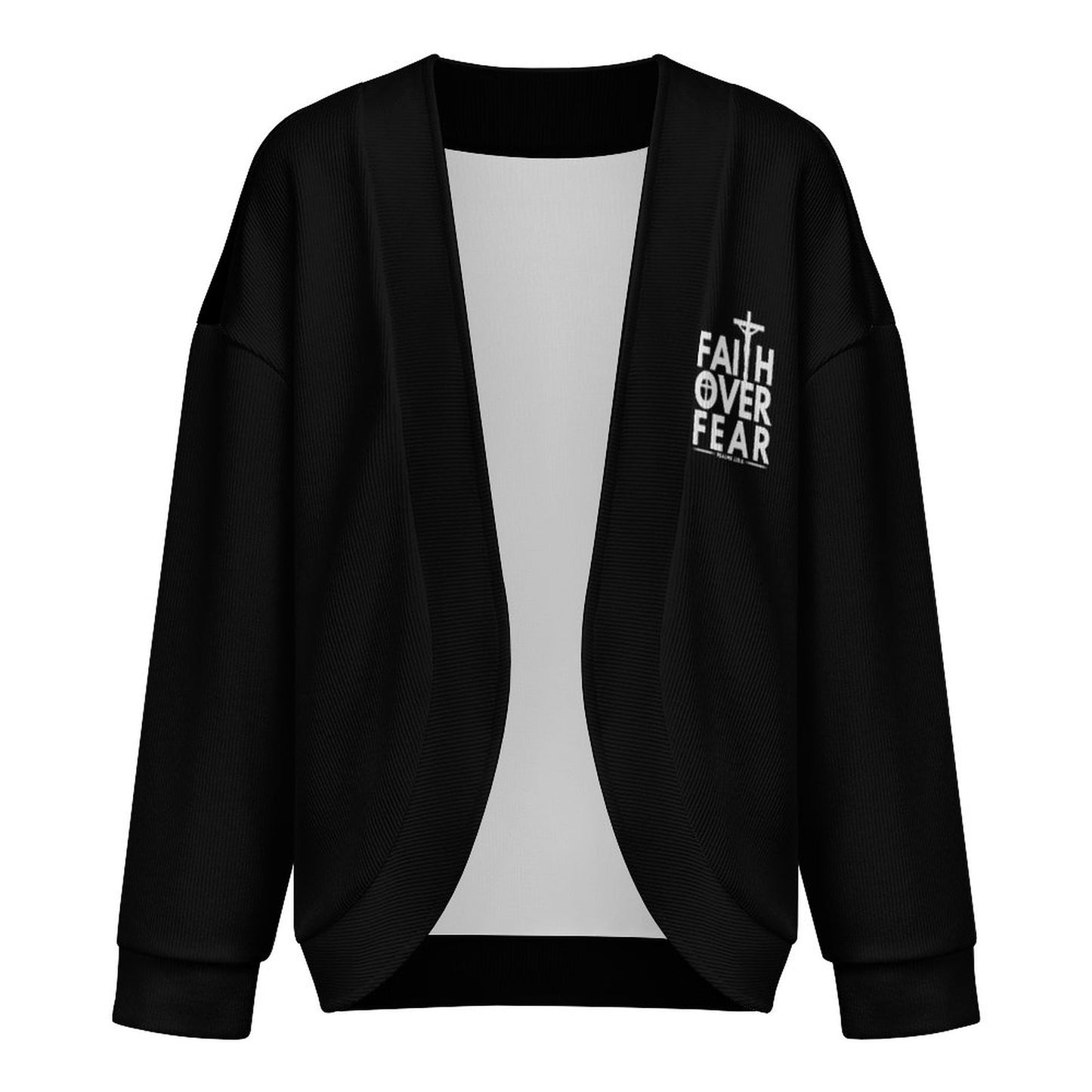 Faith Over Fear Christian Women's Drop Shoulder Cardigan - ClaimedbyGodDesigns