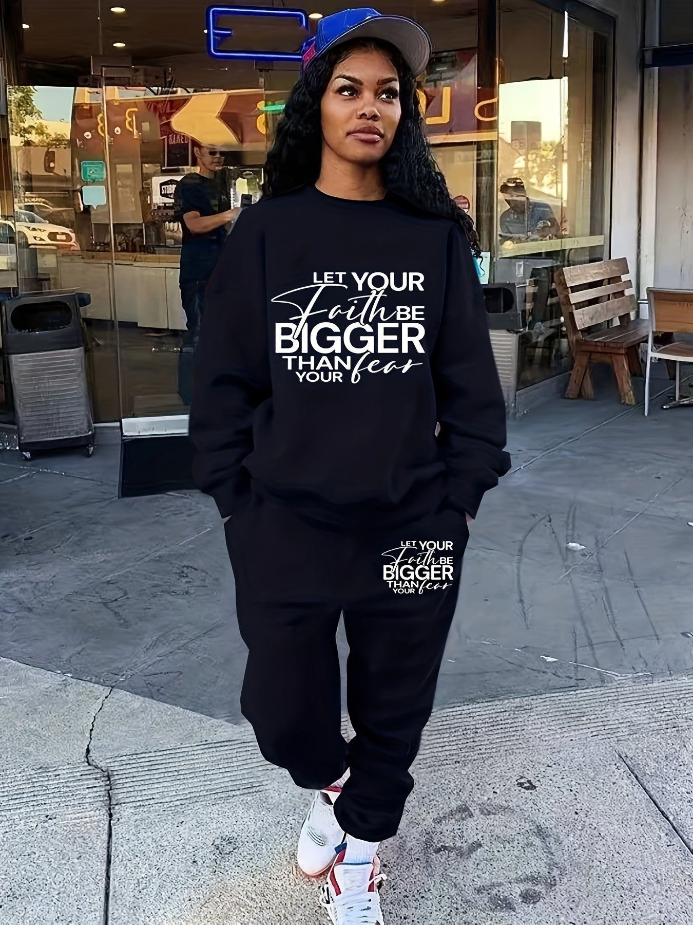Let Your Faith Be Bigger Than Your Fear Women's Christian Casual Outfit claimedbygoddesigns
