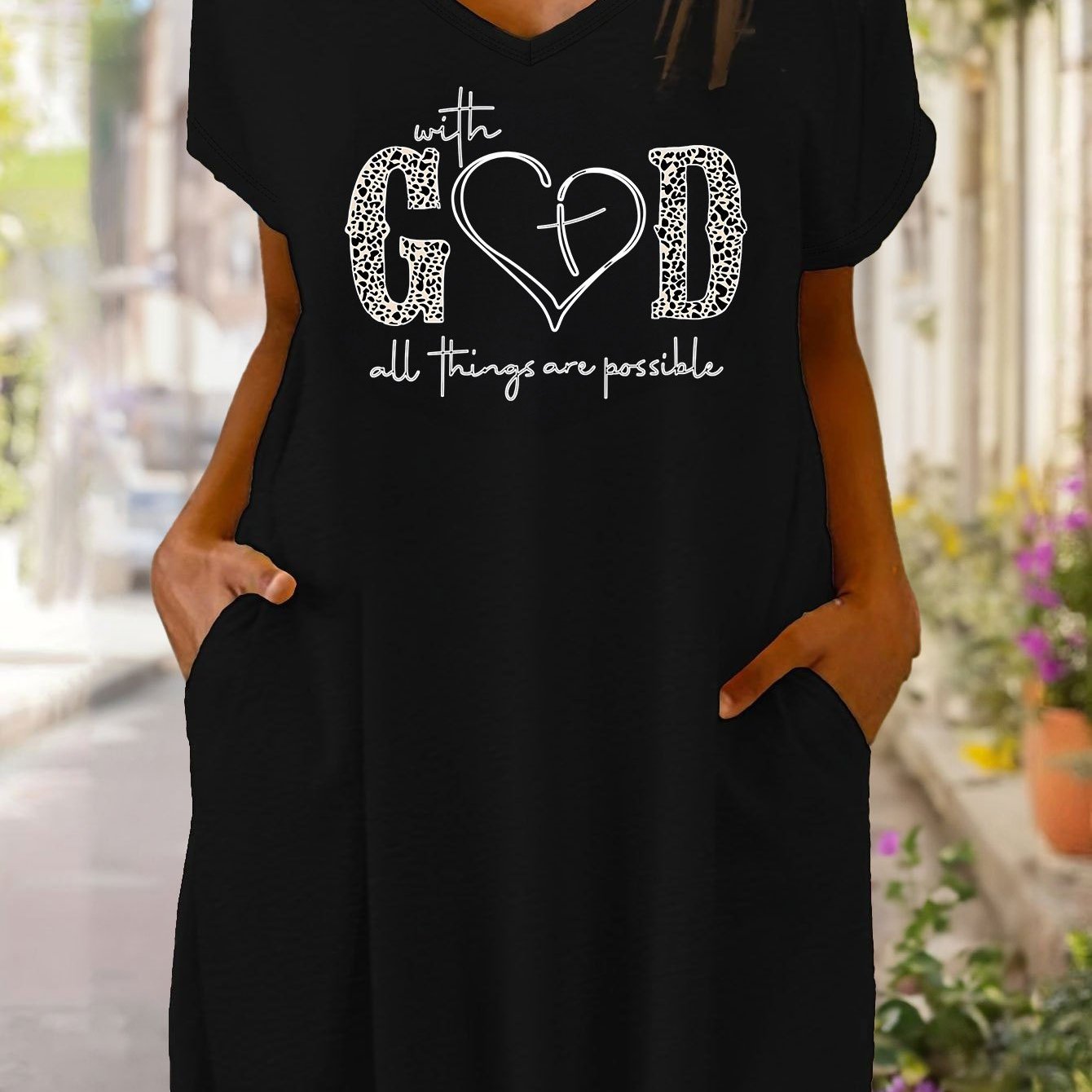With God All Things Are Possible Women's Christian Pajama Dress claimedbygoddesigns