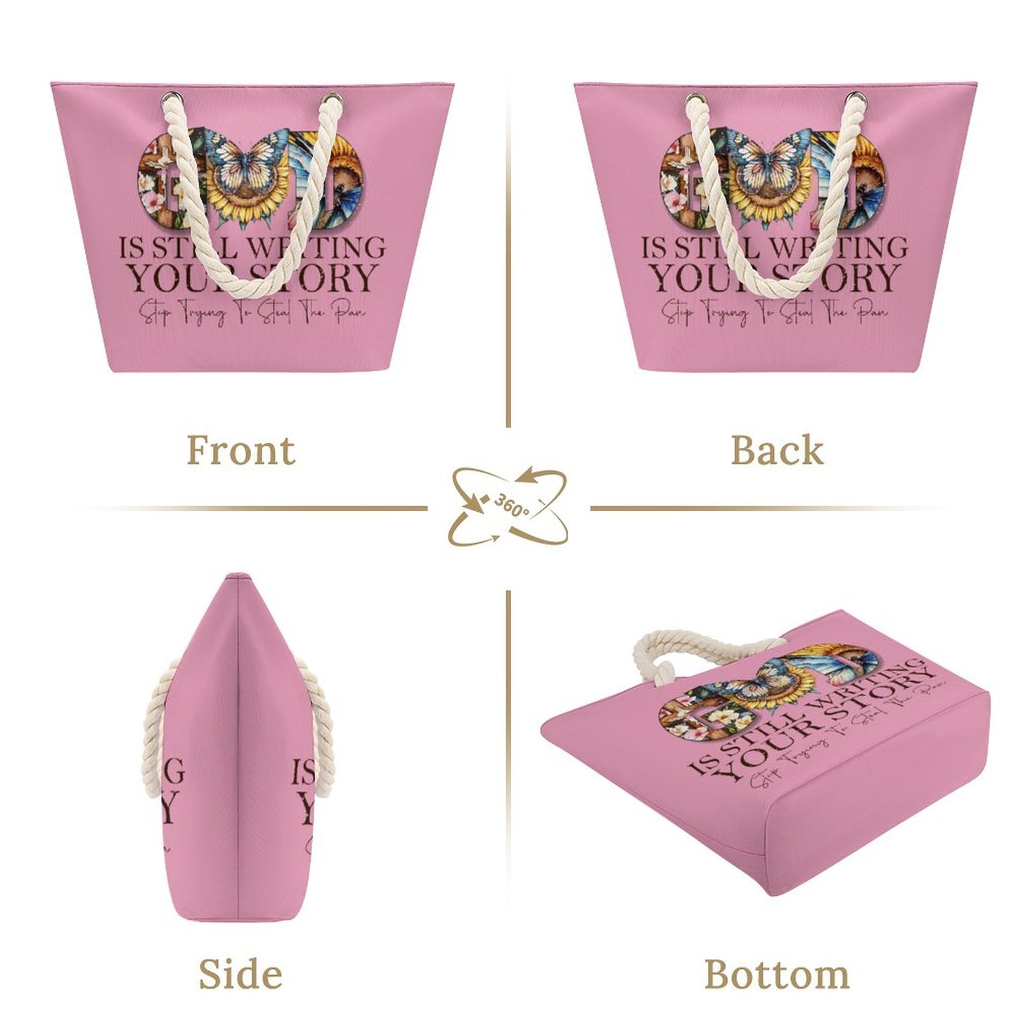 God Is Still Writing Your Story Christian Large Jute Tote Bag