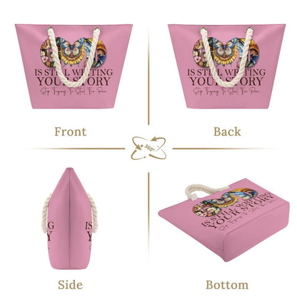 God Is Still Writing Your Story Christian Large Jute Tote Bag