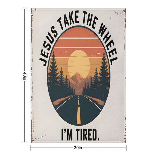 Jesus Take The Wheel Christian Flannel Throw Blanket
