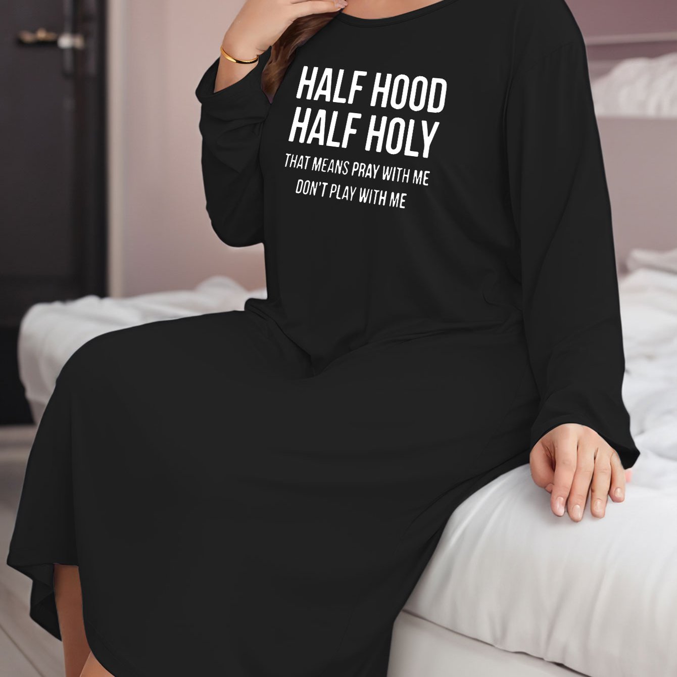 Half Hood Half Holy Plus Size Women's Christian Pajamas claimedbygoddesigns