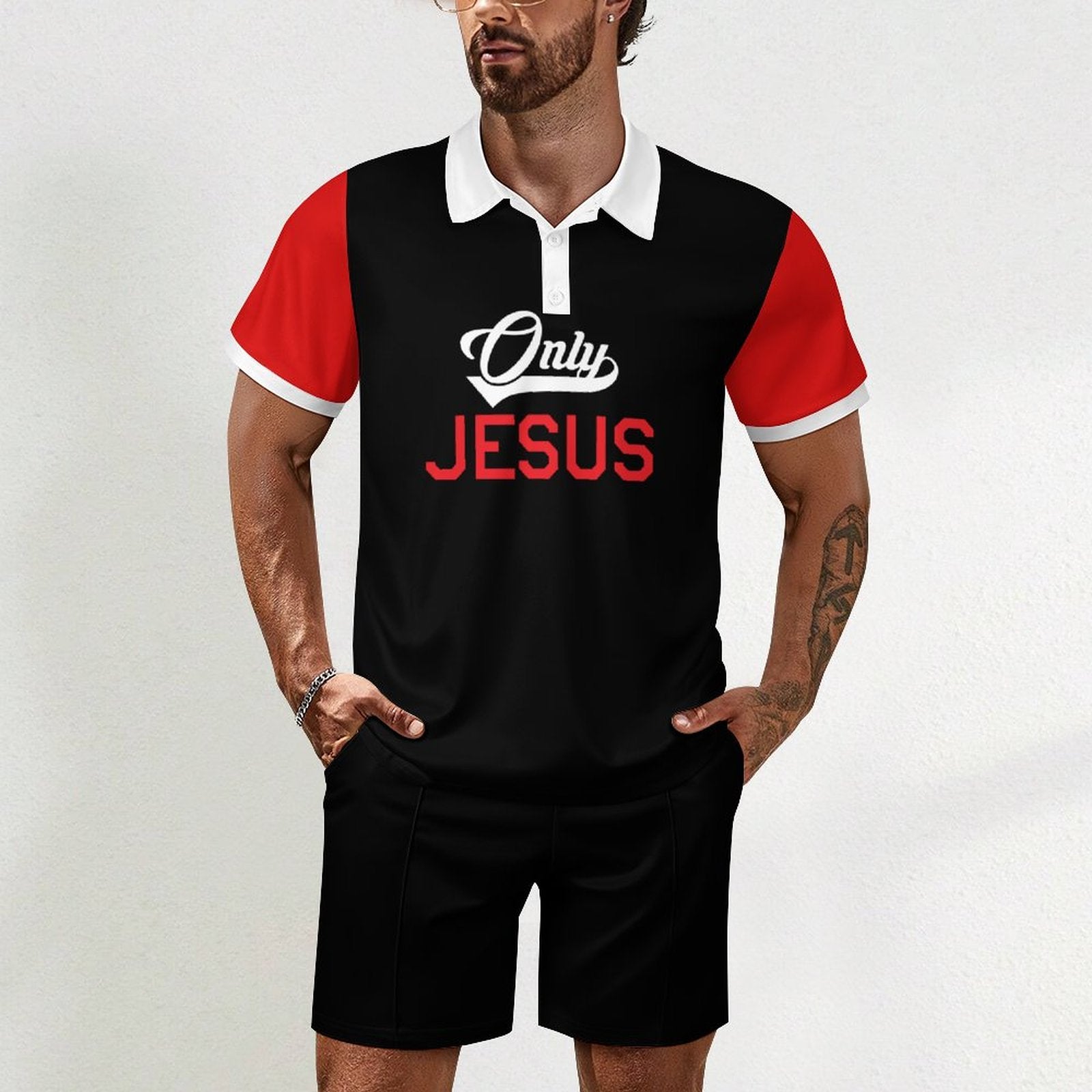 Only Jesus Men's Christian Casual Outfit Polo Set SALE-Personal Design