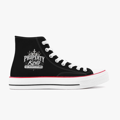 Property Of The King Branded By God unisex high-top canvas sneakers, view 5