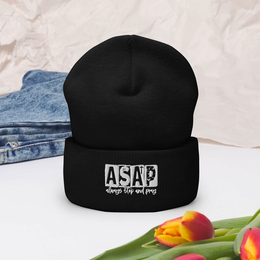ASAP Always Stop And Pray Adult Christian Cuffed Beanie - ClaimedbyGodDesigns