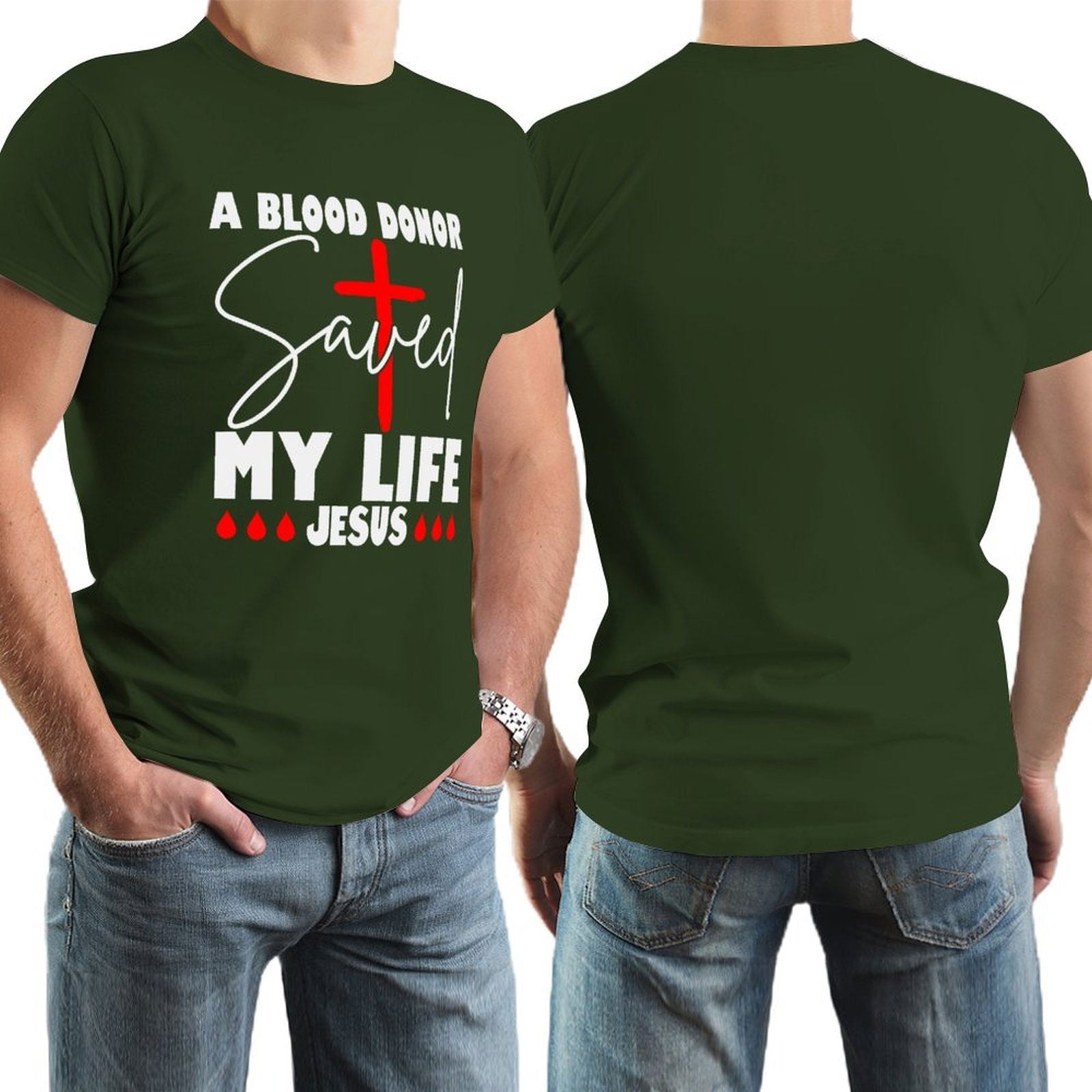 A Blood Donor Saved My Life Jesus Men's Christian T-shirt - ClaimedbyGodDesigns