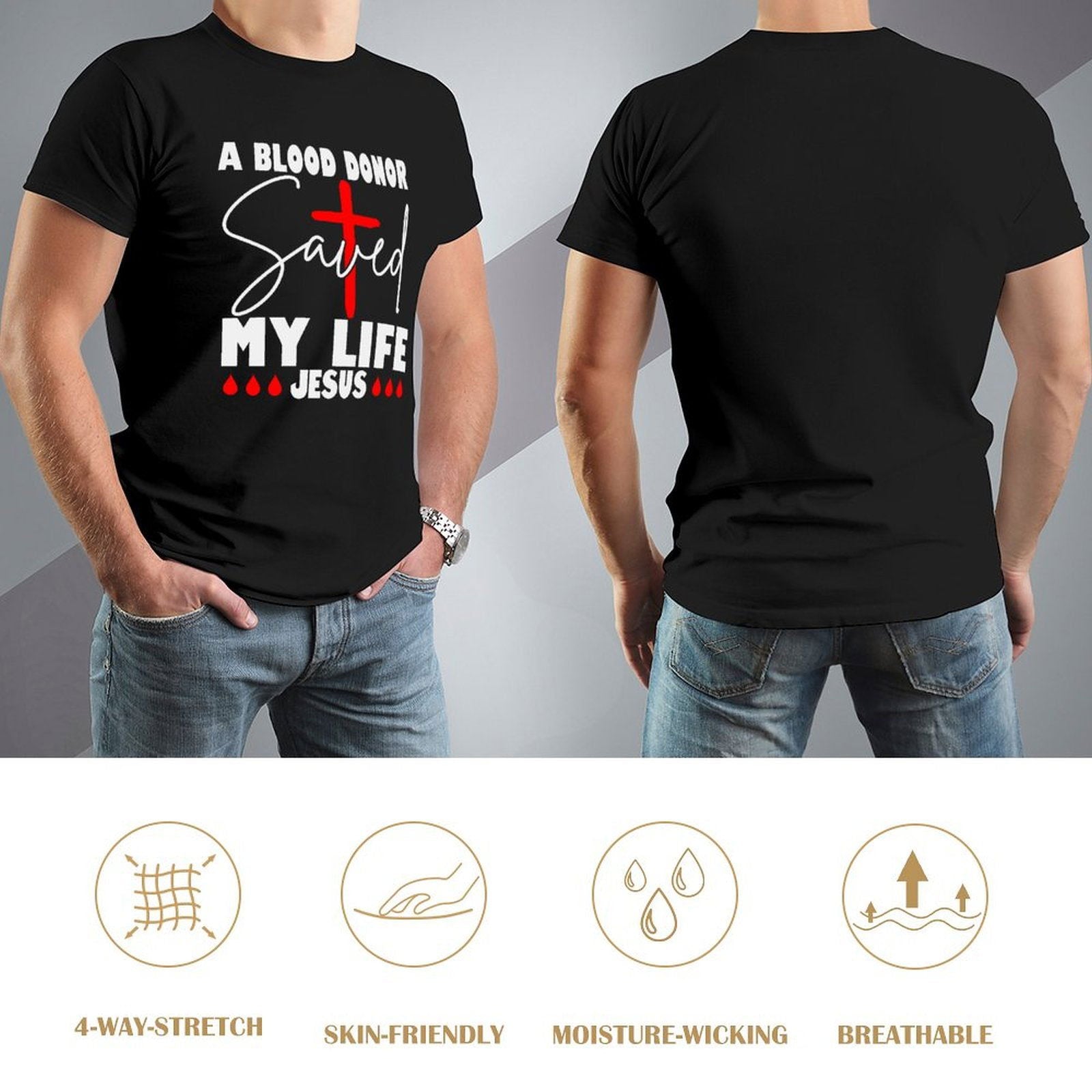 A Blood Donor Saved My Life Jesus Men's Christian T-shirt - ClaimedbyGodDesigns