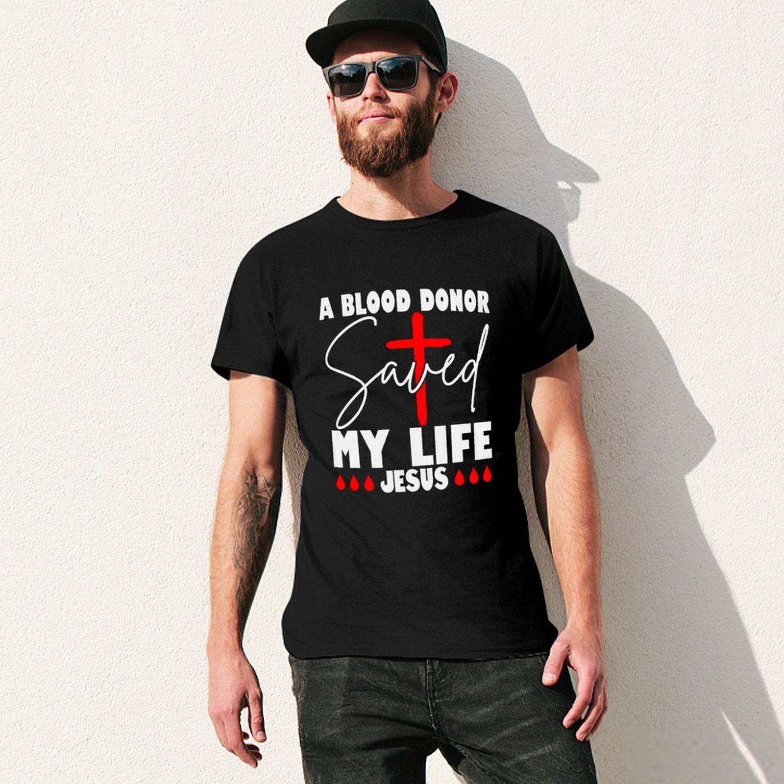 A Blood Donor Saved My Life Jesus Men's Christian T-shirt - ClaimedbyGodDesigns