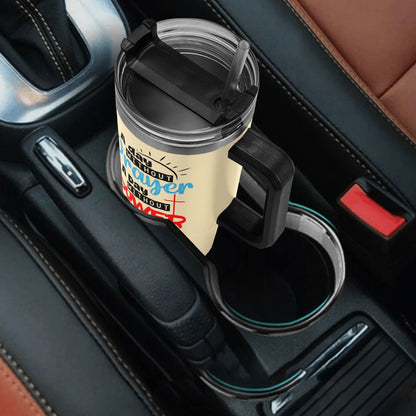 A Day Without Prayer 40oz Stainless Steel Christian Tumbler Gift With Black Handle and Straw - ClaimedbyGodDesigns