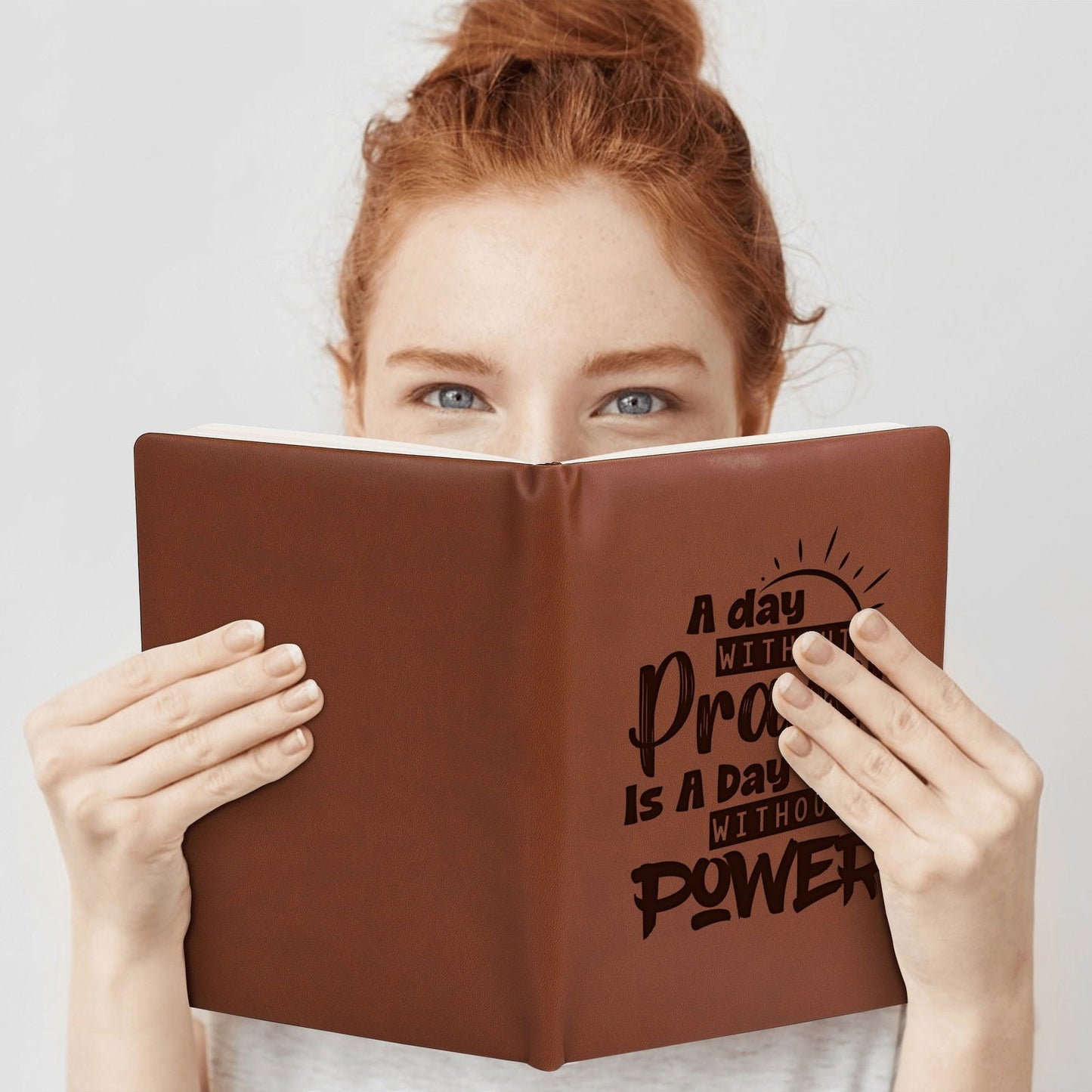 A Day Without Prayer Engraved Brown Christian Journal Diary Gift for Friends Family - ClaimedbyGodDesigns