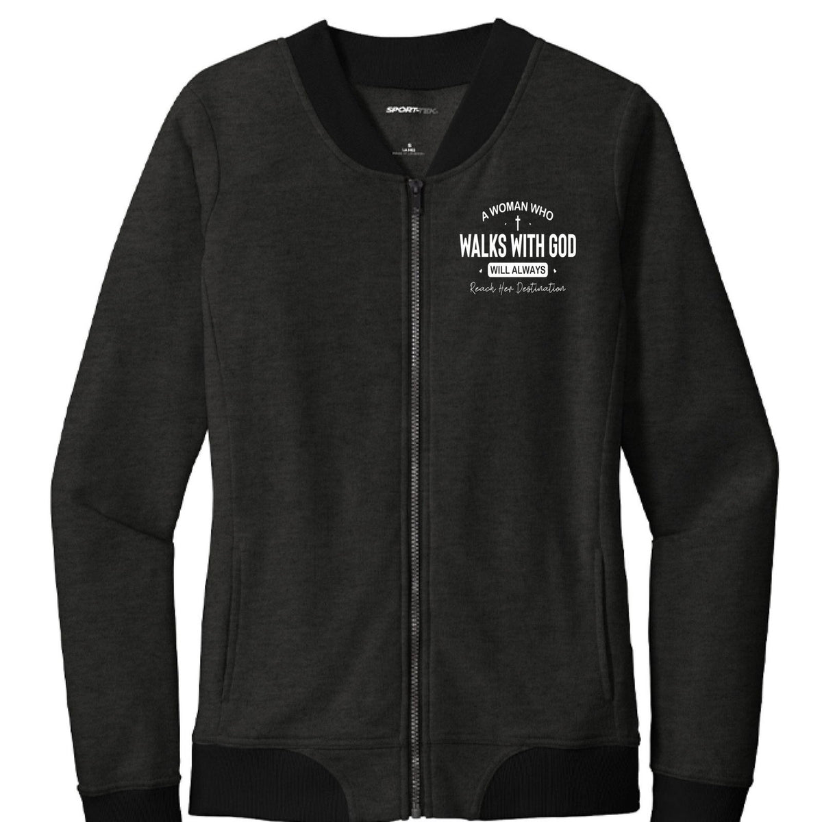 A Woman Who Walks With God Women's Christian Lightweight Bomber Jacket - ClaimedbyGodDesigns