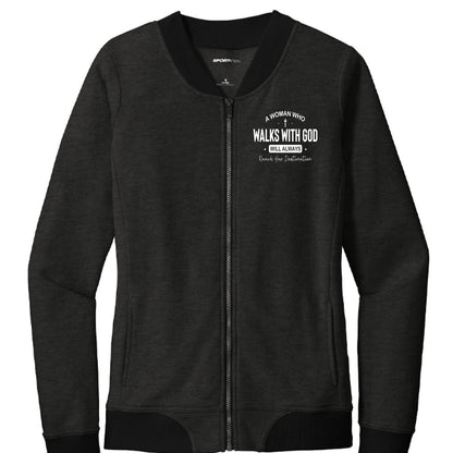 A Woman Who Walks With God Women's Christian Lightweight Bomber Jacket - ClaimedbyGodDesigns