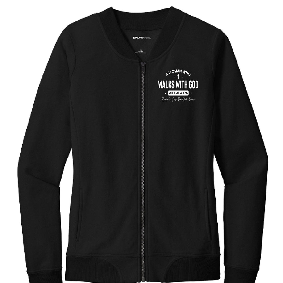 A Woman Who Walks With God Women's Christian Lightweight Bomber Jacket - ClaimedbyGodDesigns