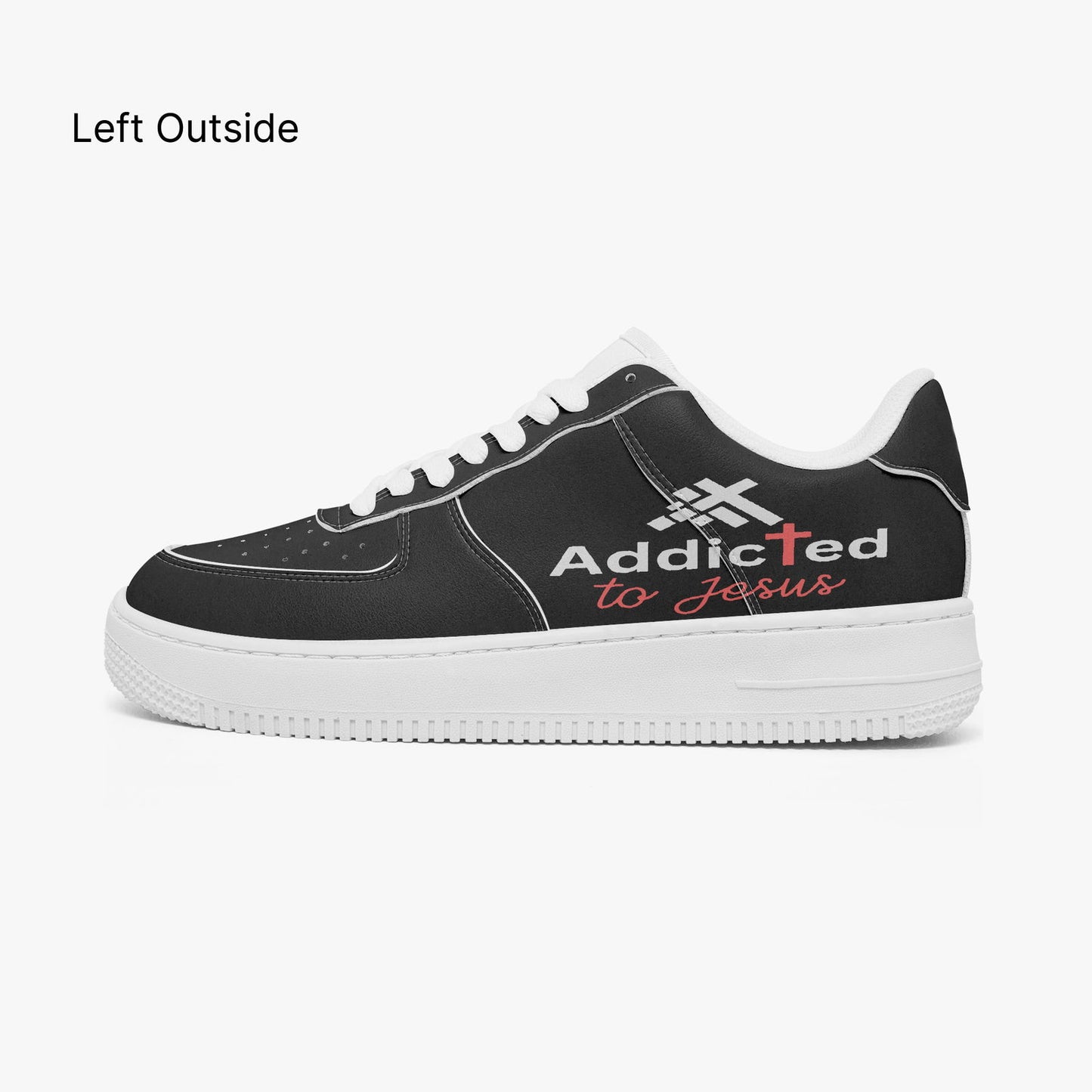 Addicted To Jesus Christian Low-Top Leather Sports Sneakers - ClaimedbyGodDesigns