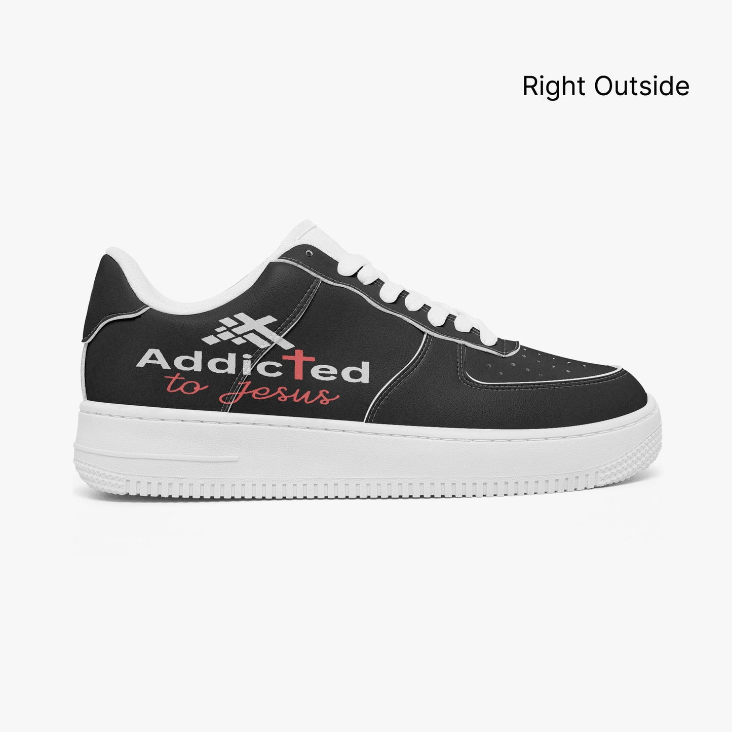 Addicted To Jesus Christian Low-Top Leather Sports Sneakers - ClaimedbyGodDesigns