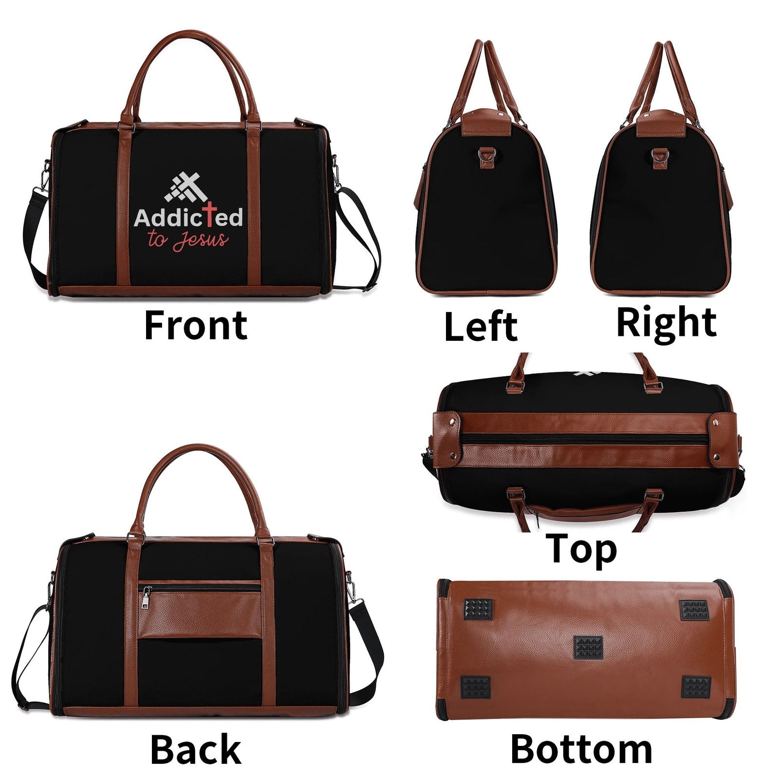 Addicted To Jesus Christian PU Leather Duffle Bag Foldable Travel Bag - ClaimedbyGodDesigns