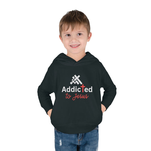 Addicted To Jesus Christian Toddler Pullover Fleece Hooded Sweatshirt - ClaimedbyGodDesigns