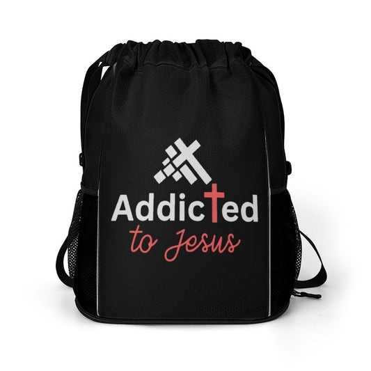 Addicted To Jesus Christian Waffle Cloth Drawstring Bag - ClaimedbyGodDesigns