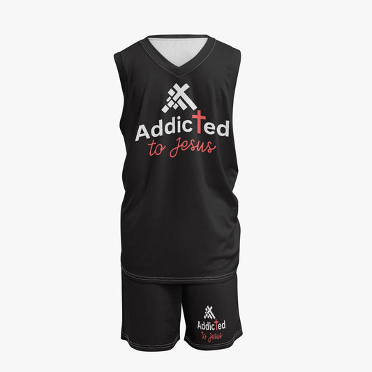 Addicted To Jesus Kids Christian Basketball Jersey Set - Faith-Inspired Sportswear - ClaimedbyGodDesigns