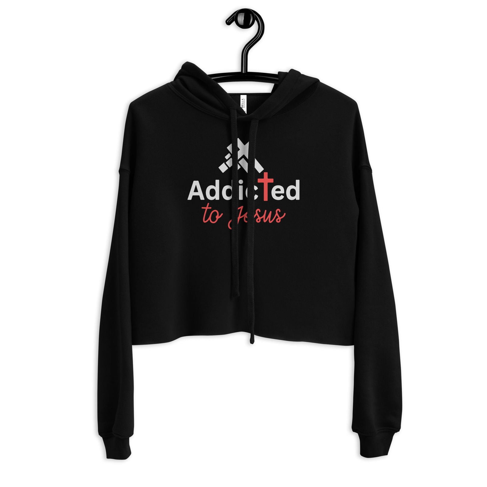 Addicted To Jesus Women's Christian Crop Hoodie (Hooded Sweatshirt) - ClaimedbyGodDesigns