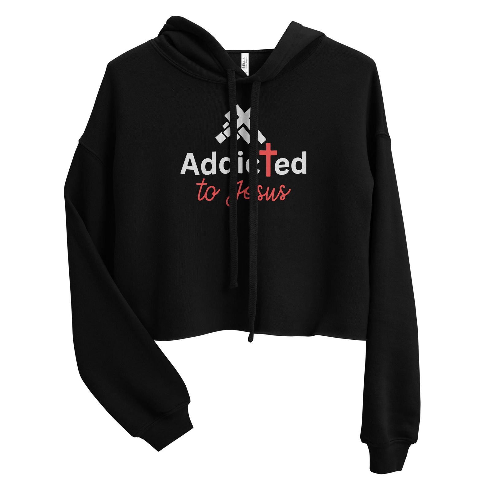 Addicted To Jesus Women's Christian Crop Hoodie (Hooded Sweatshirt) - ClaimedbyGodDesigns