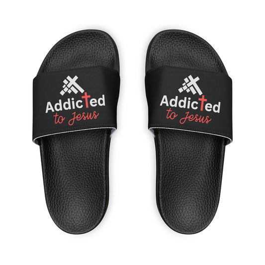 Addicted To Jesus Women's PU Christian Slide Sandals - ClaimedbyGodDesigns