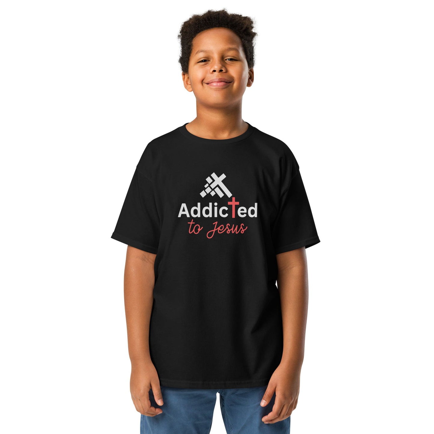 Addicted To Jesus Youth Christian T-shirt - ClaimedbyGodDesigns