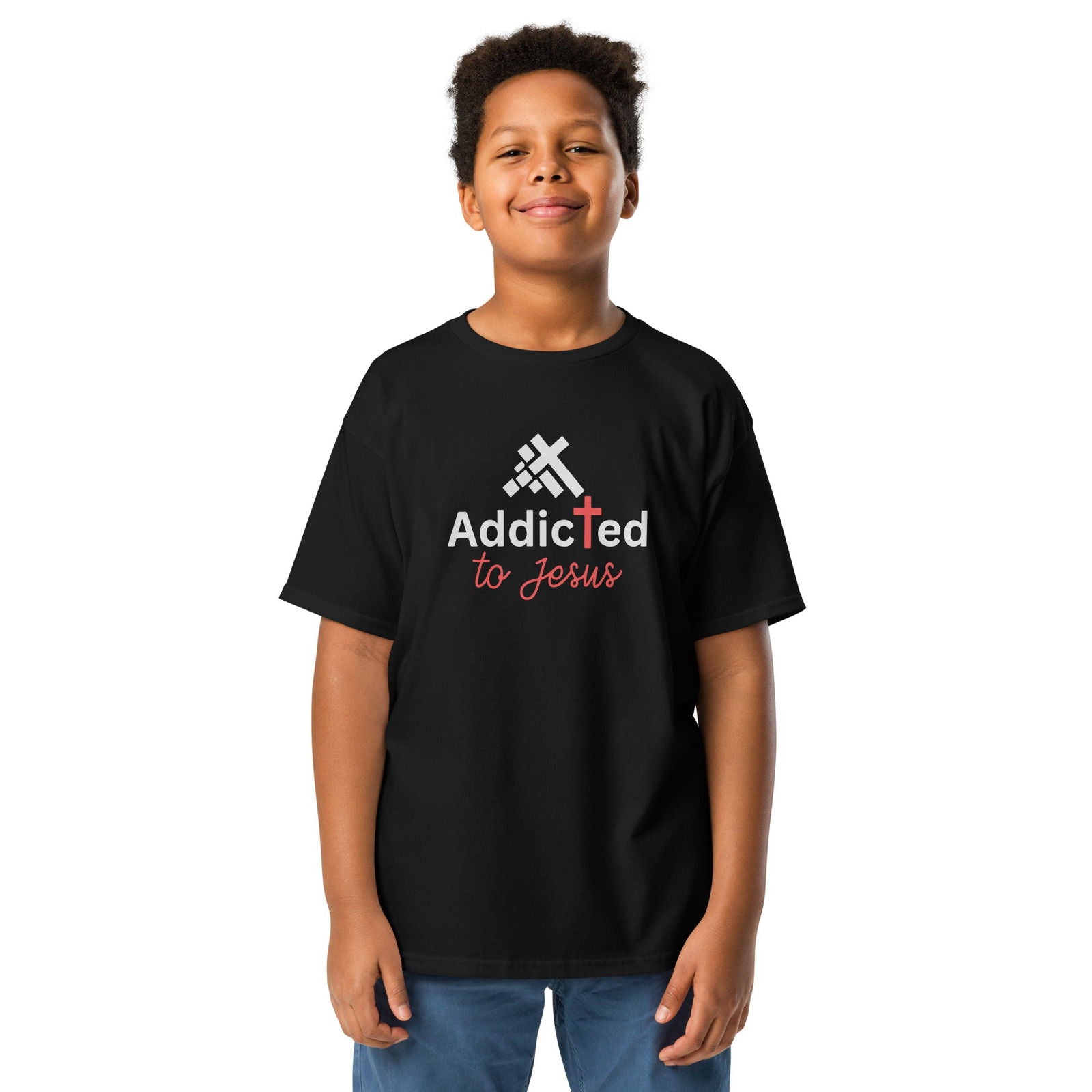 Addicted To Jesus Youth Christian T-shirt - ClaimedbyGodDesigns