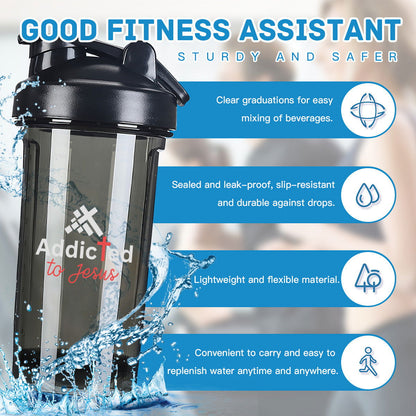 Addicted To  Christian Fitness Protein Shake Bottle - ClaimedbyGodDesigns