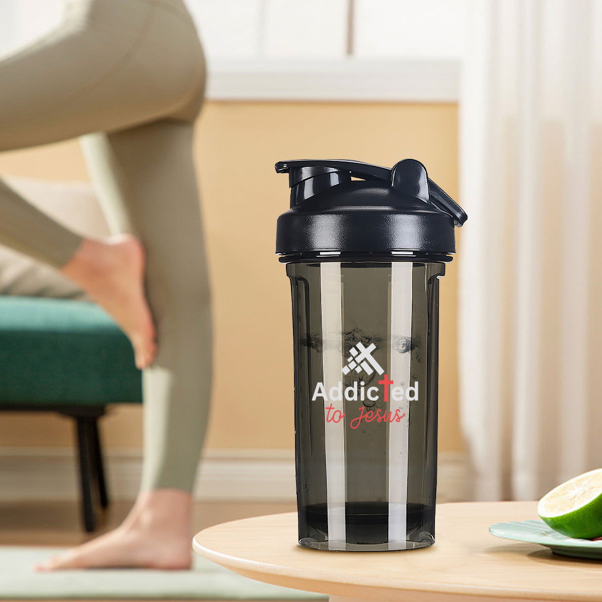 Addicted To  Christian Fitness Protein Shake Bottle - ClaimedbyGodDesigns