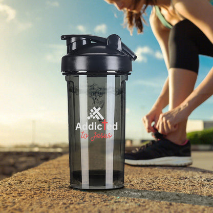Addicted To  Christian Fitness Protein Shake Bottle - ClaimedbyGodDesigns