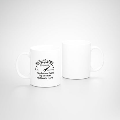 Adulting Level Gray Candle & Mug Christian Gift Set - ClaimedbyGodDesigns