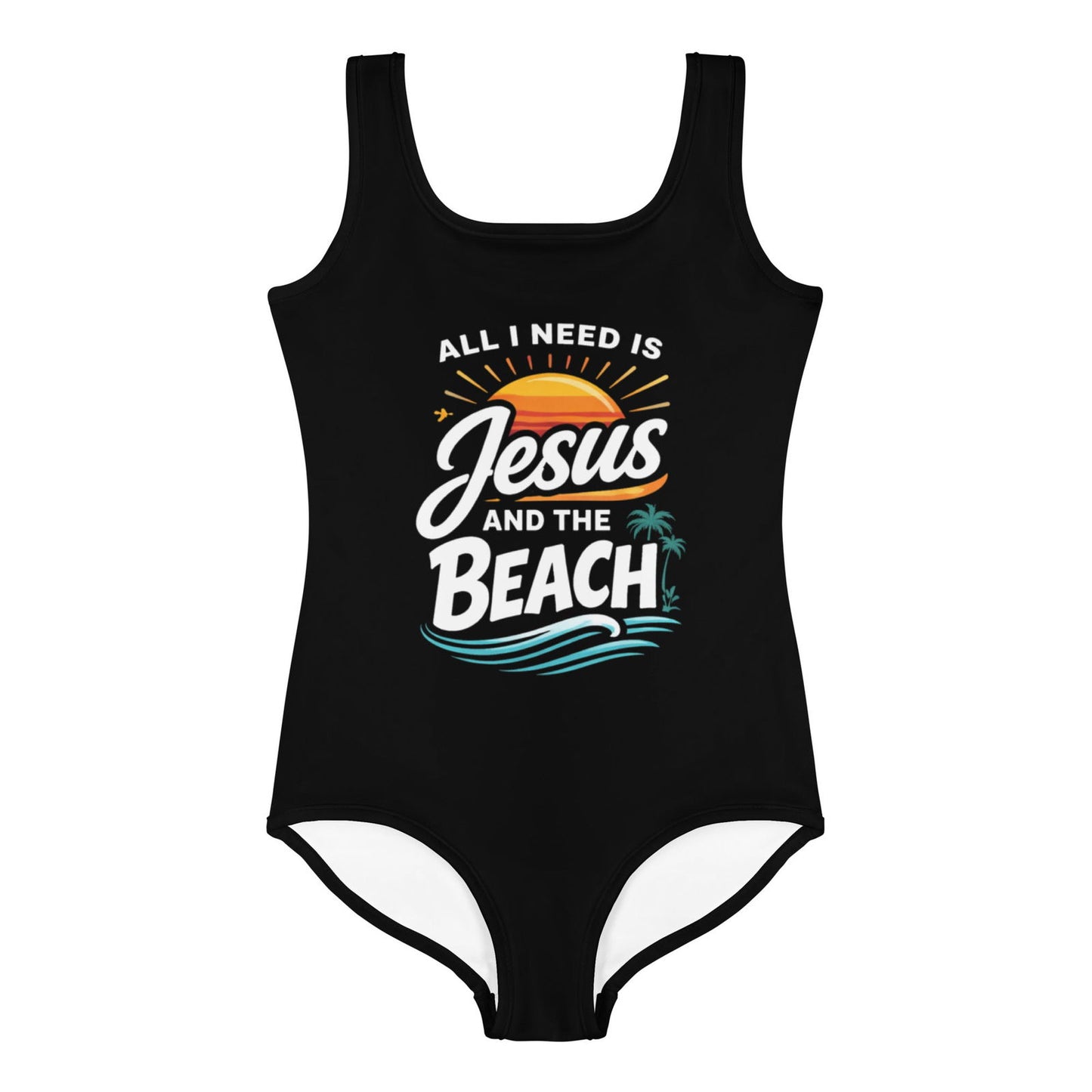 All I Need Is Jesus And The Beach Christian Kids Swimsuit - ClaimedbyGodDesigns