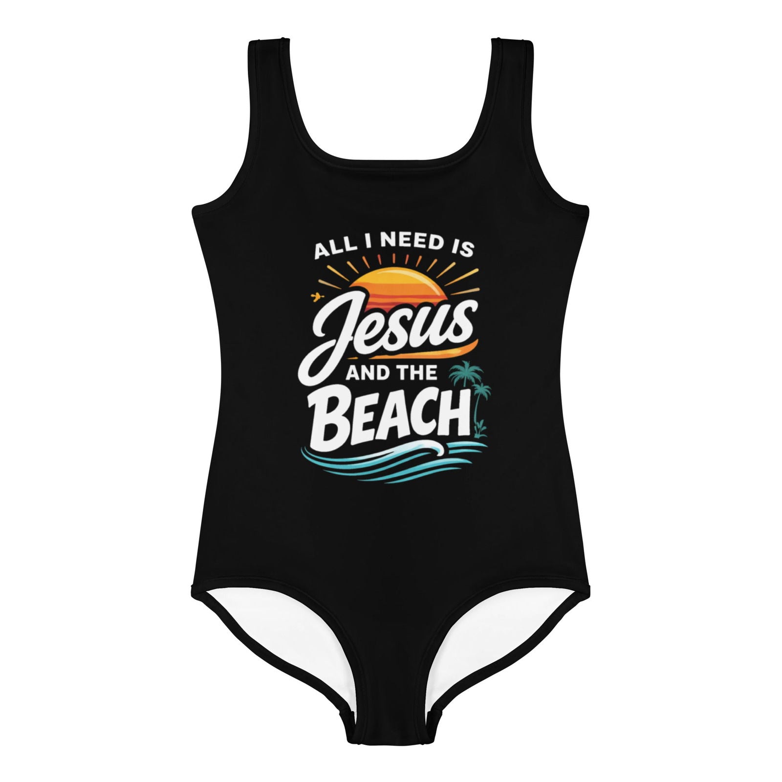 All I Need Is Jesus And The Beach Christian Kids Swimsuit - ClaimedbyGodDesigns