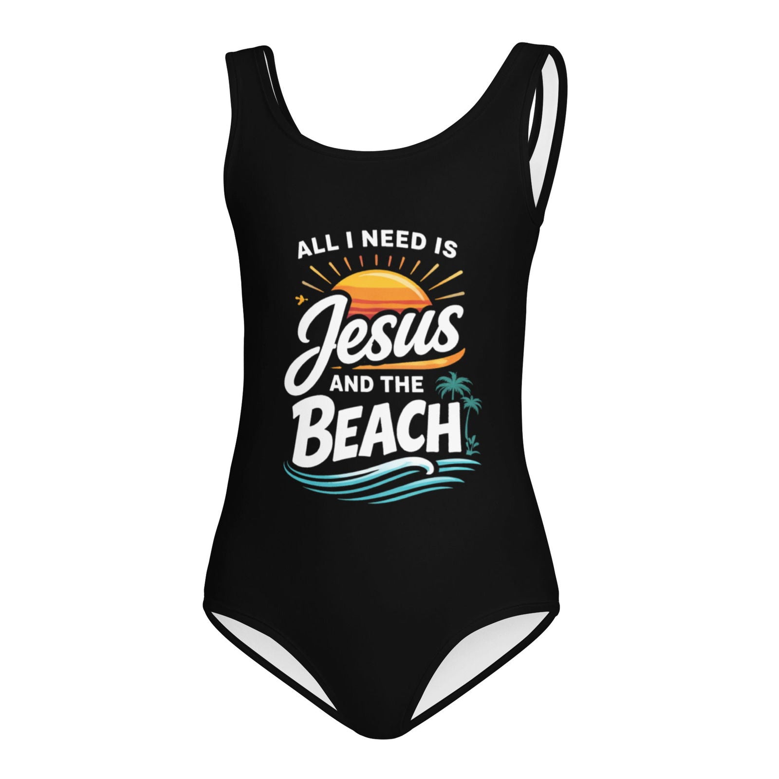 All I Need Is Jesus And The Beach Christian Kids Swimsuit - ClaimedbyGodDesigns
