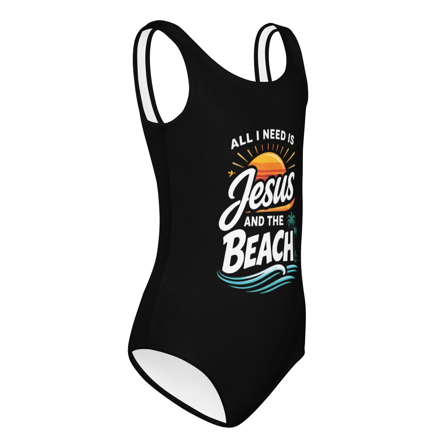 All I Need Is Jesus And The Beach Christian Kids Swimsuit - ClaimedbyGodDesigns