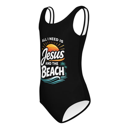 All I Need Is Jesus And The Beach Christian Kids Swimsuit - ClaimedbyGodDesigns
