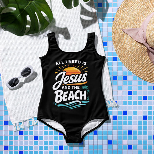 All I Need Is Jesus And The Beach Christian Youth Swimsuit - ClaimedbyGodDesigns