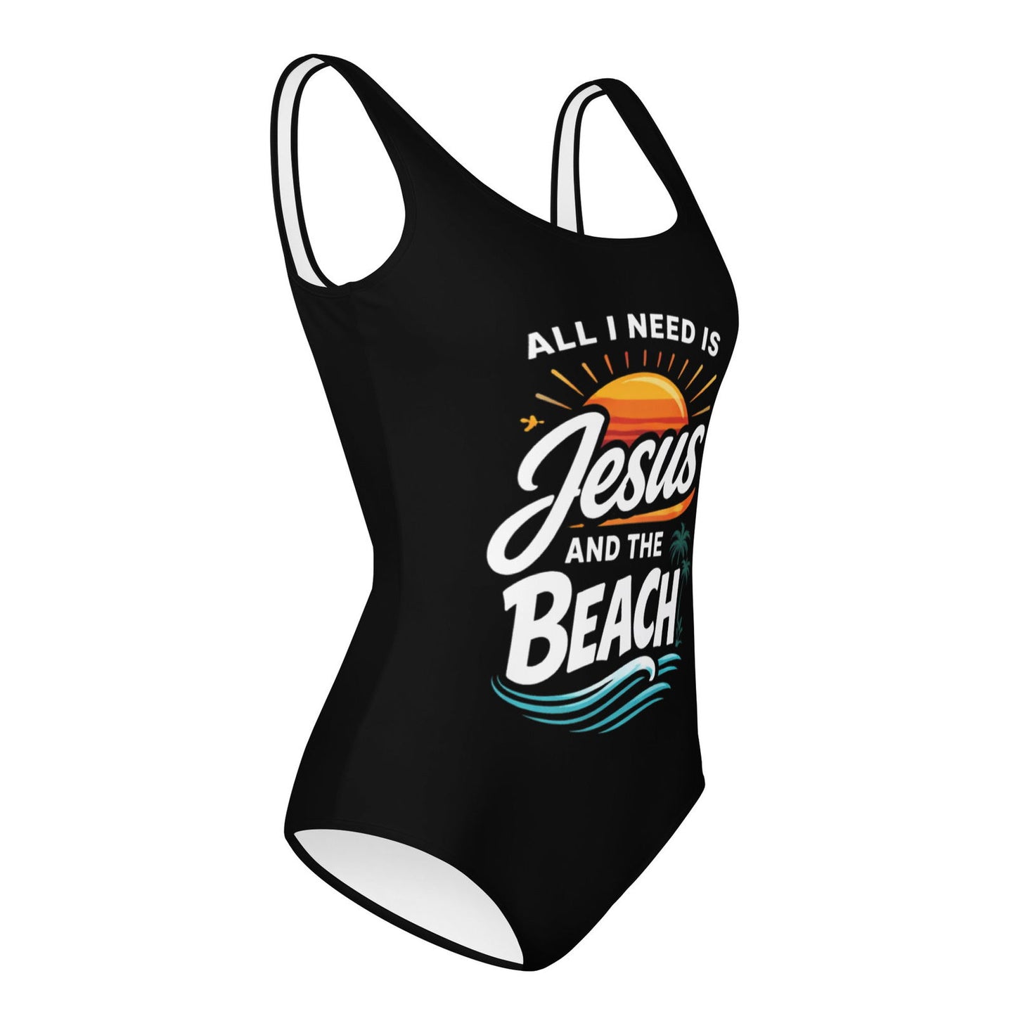 All I Need Is Jesus And The Beach Christian Youth Swimsuit - ClaimedbyGodDesigns