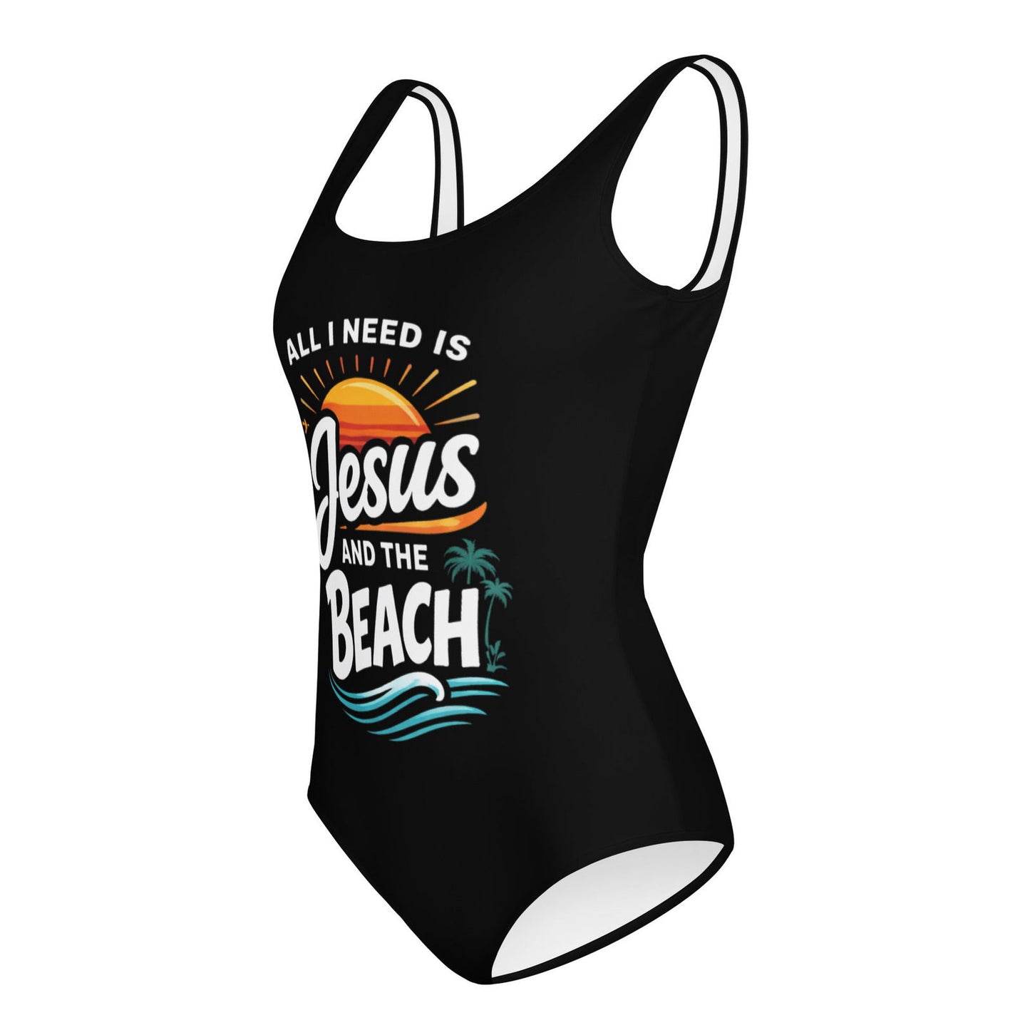 All I Need Is Jesus And The Beach Christian Youth Swimsuit - ClaimedbyGodDesigns