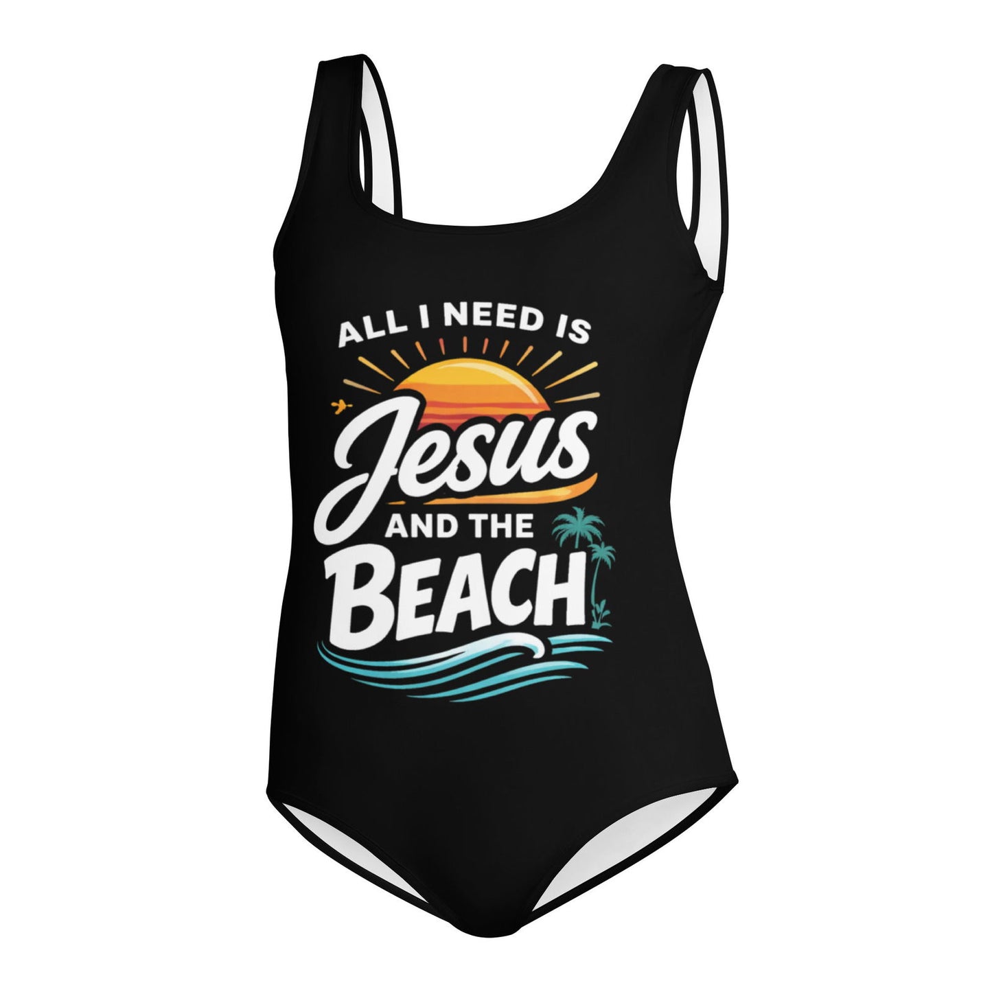 All I Need Is Jesus And The Beach Christian Youth Swimsuit - ClaimedbyGodDesigns