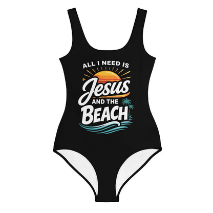 All I Need Is Jesus And The Beach Christian Youth Swimsuit - ClaimedbyGodDesigns