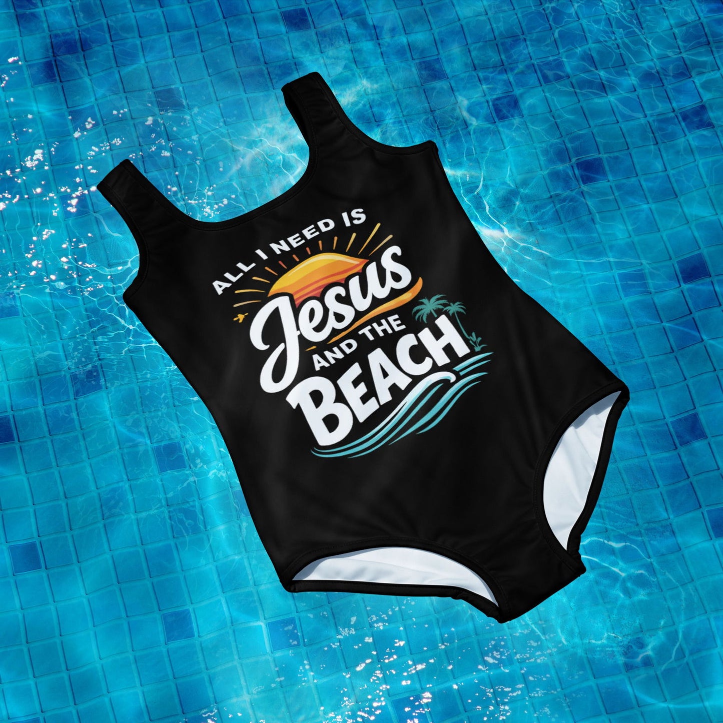 All I Need Is Jesus And The Beach Christian Youth Swimsuit - ClaimedbyGodDesigns